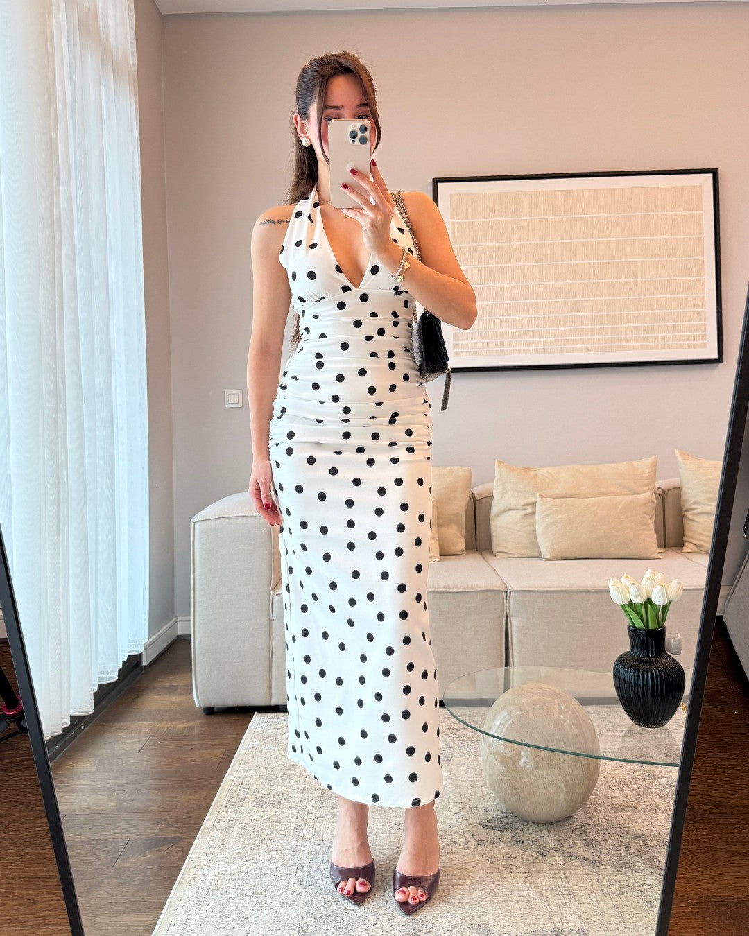Retro Polka Midi Dress