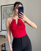 Ring Detail Halter Neck Top