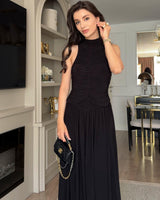 Ruched Drop-Waist Maxi Dress