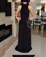 Ruched Drop-Waist Maxi Dress