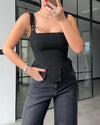 Ruffle Detail Contour Top