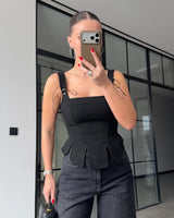 Ruffle Detail Contour Top