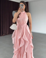 Ruffle Flow Maxi Dress + Belt
