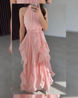 Ruffle Flow Maxi Dress + Belt
