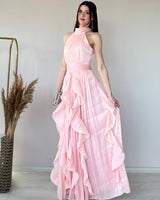Ruffle Flow Maxi Dress + Belt