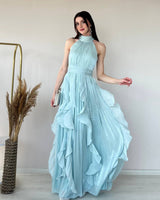 Ruffle Flow Maxi Dress + Belt
