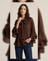 Satin Blouse with Ruffle Cuffs