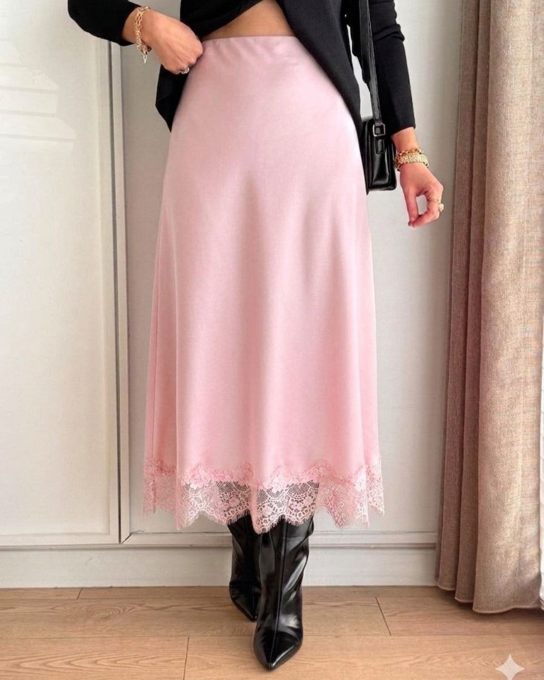 Satin Lace Skirt