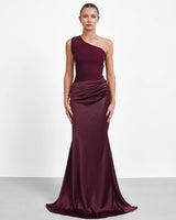 Satin One Shoulder Maxi Gown