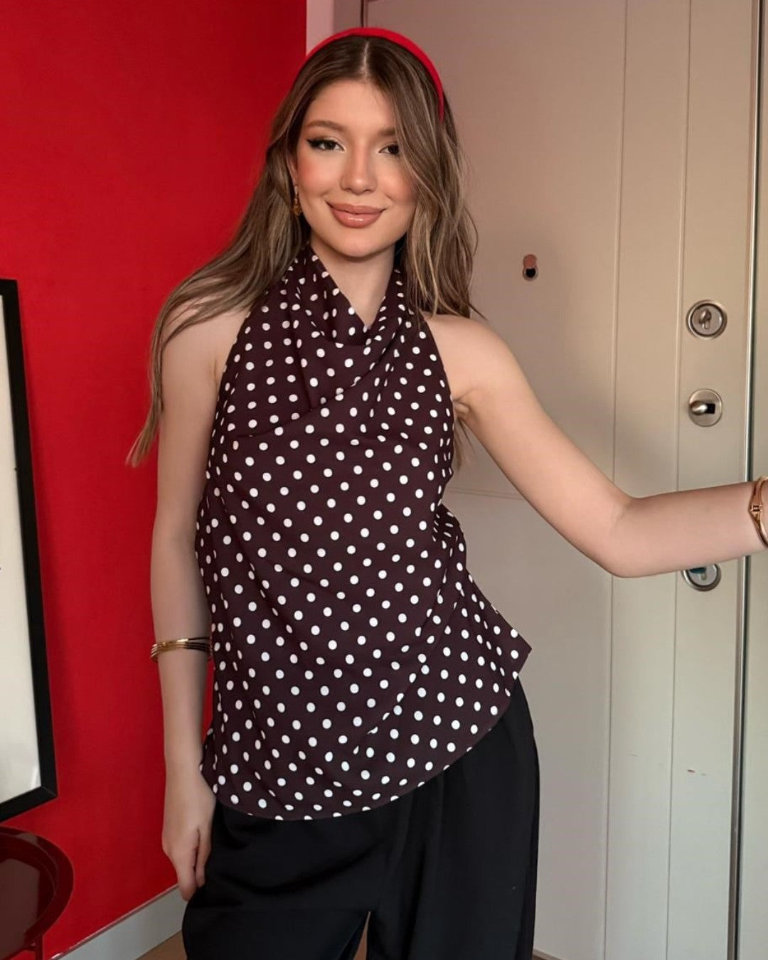 Satin Polka Halter Top