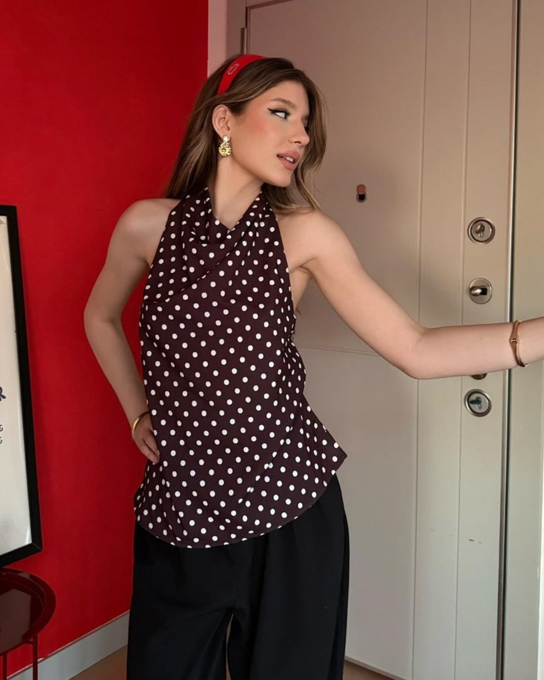 Satin Polka Halter Top