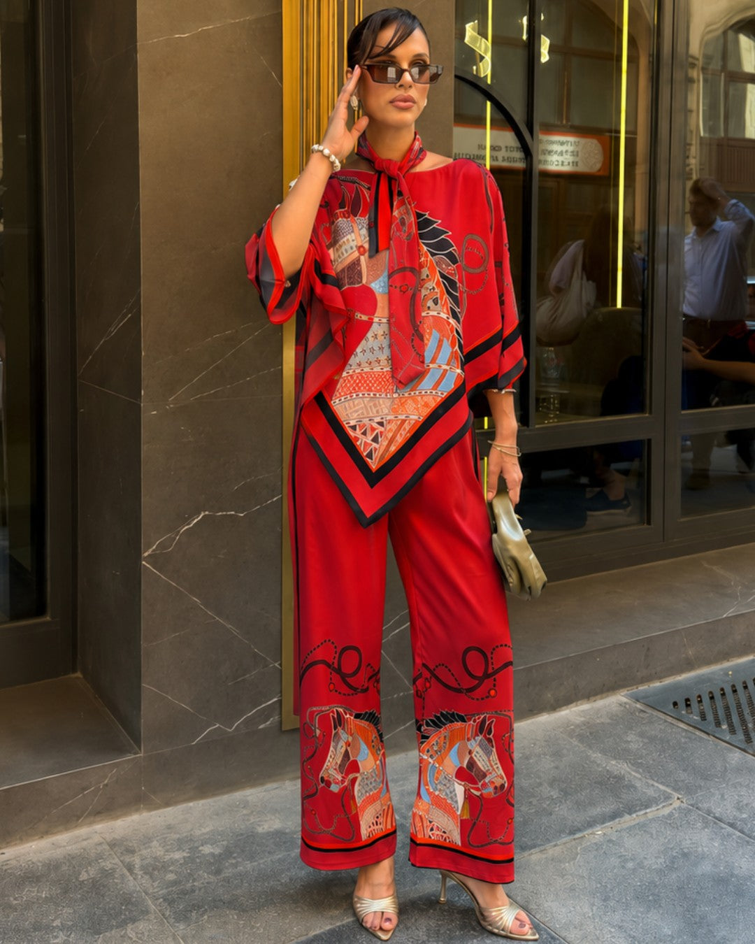 Scarf-Print Unique Set + Belt
