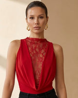 Scarlet Lace Drape Top