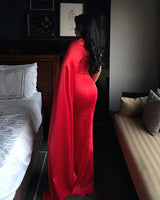 Scarlet Satin Drape Gown