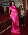 Scarlet Satin Drape Gown