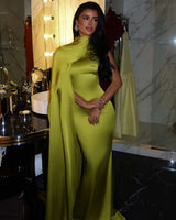 Scarlet Satin Drape Gown