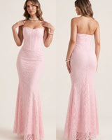 Sculpted Lace Mermaid Gown Dress