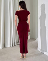 Sculpted Off-Shoulder Drape Dress