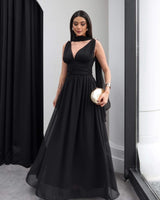 Sculpted Waist Flow Maxi Dress