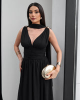 Sculpted Waist Flow Maxi Dress