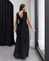 Sculpted Waist Flow Maxi Dress