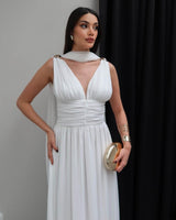 Sculpted Waist Flow Maxi Dress