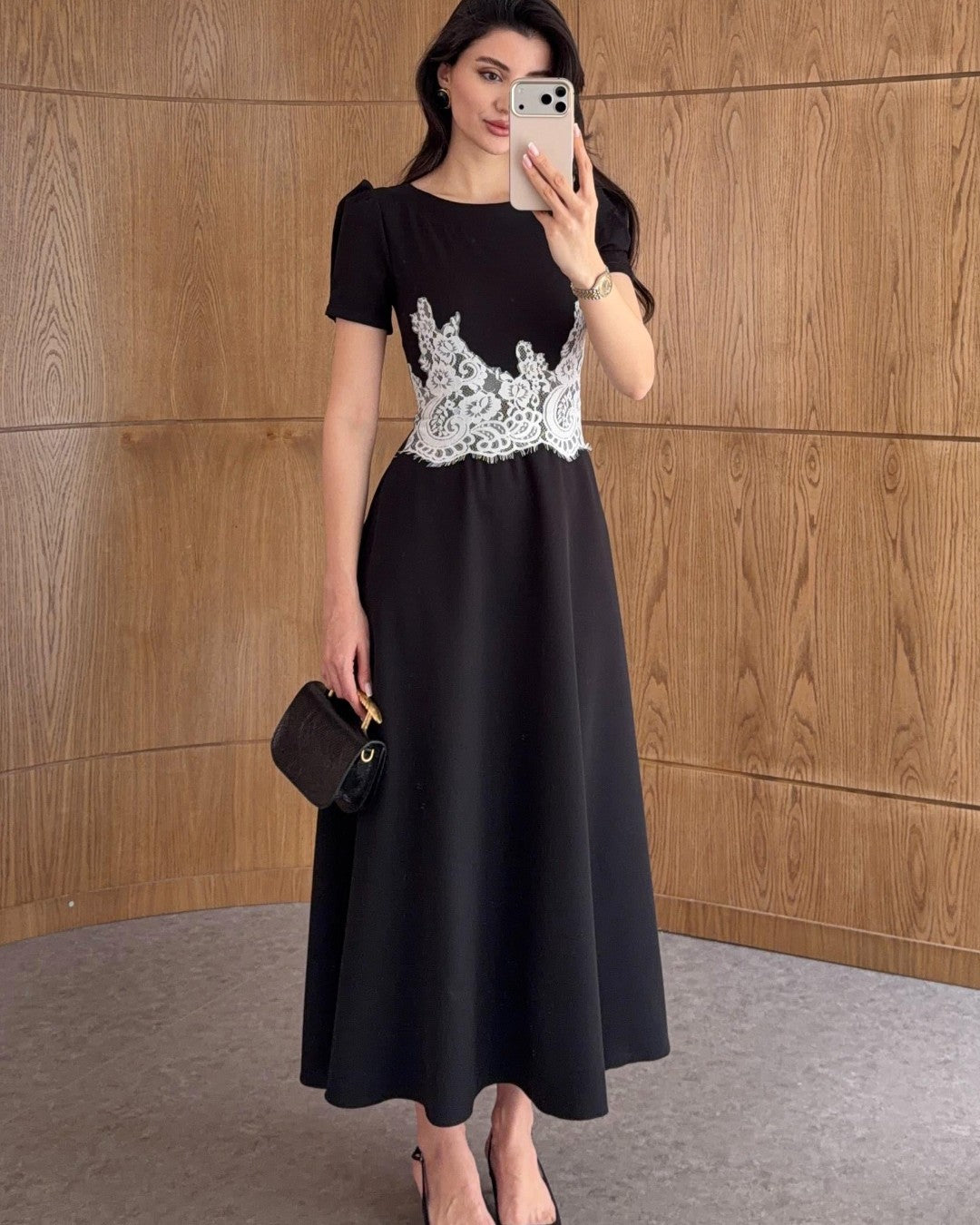 Sculpted Waist Lace Dress