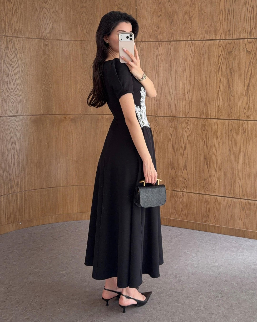 Sculpted Waist Lace Dress