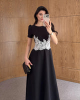 Sculpted Waist Lace Dress