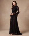 Sheer Lace High-Neck Maxi Dress