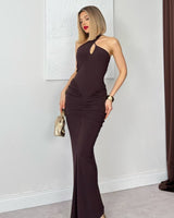 Sleek Drape Maxi Dress