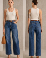 Sloane Vintage-Wash Jeans + Belt