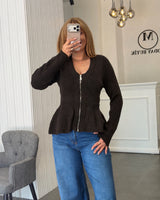 Soft Knit Peplum Cardigan