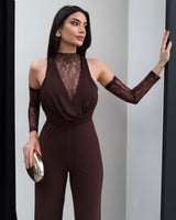 Soft LacHalter Jumpsuit with Gloves