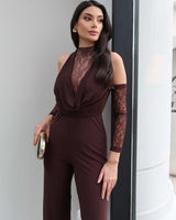 Soft LacHalter Jumpsuit with Gloves