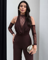 Soft LacHalter Jumpsuit with Gloves