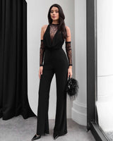 Soft LacHalter Jumpsuit with Gloves
