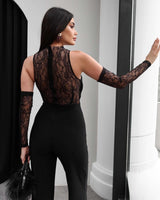 Soft LacHalter Jumpsuit with Gloves