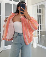 Sorbet Stripe Bomber Jacket