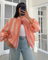 Sorbet Stripe Bomber Jacket