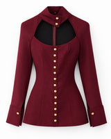 Statement Neckline Button Top