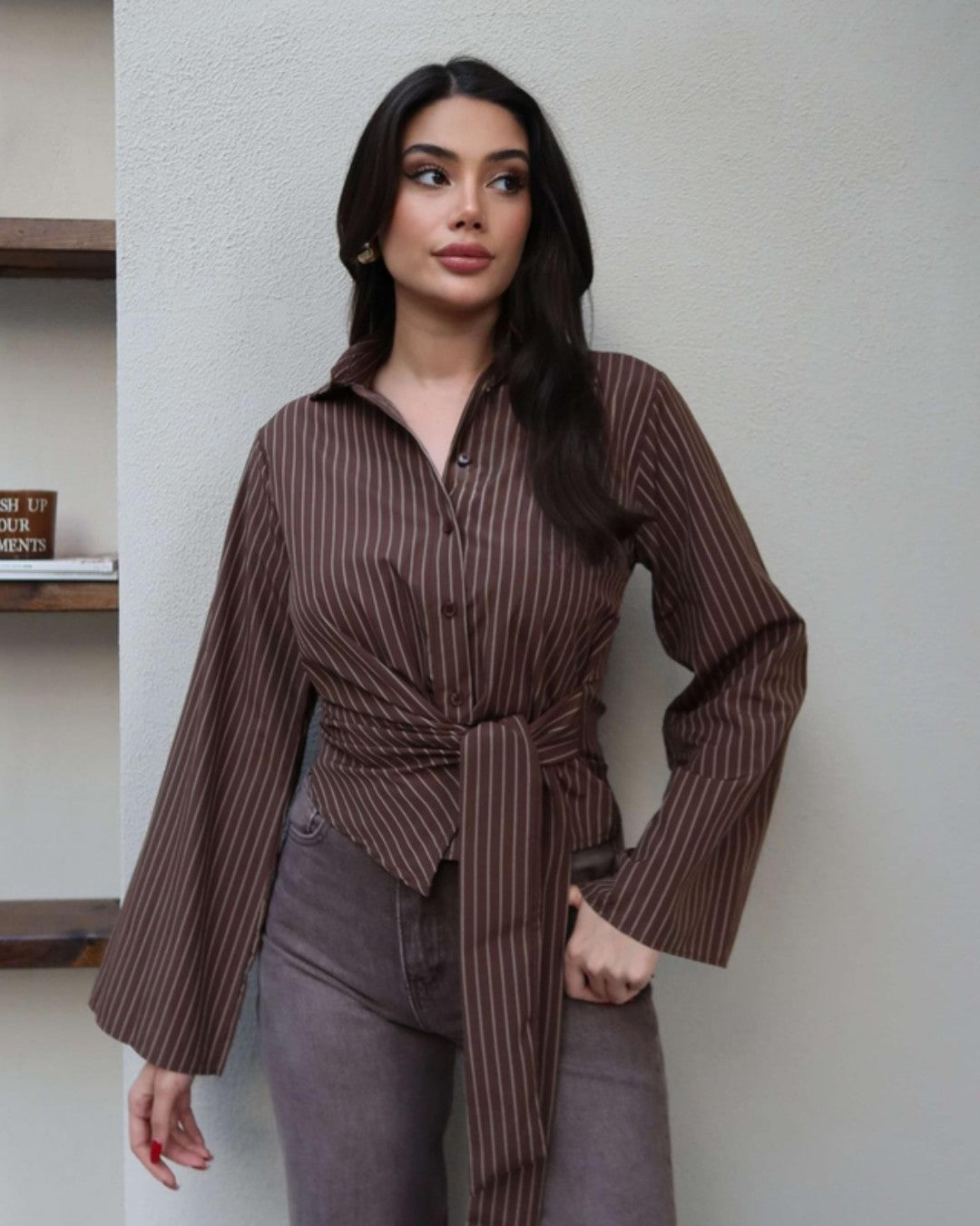 Striped Tie-Waist Shirt