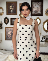 Structured Polka Midi Dress