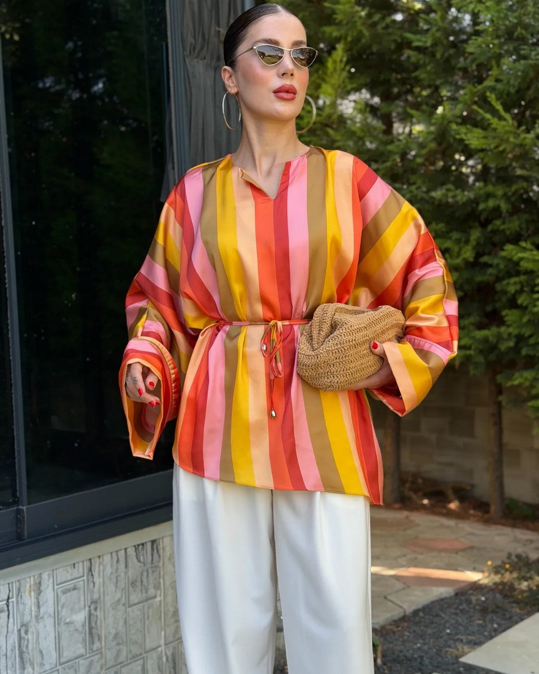Sunset Summer Striped Shirt + Belt