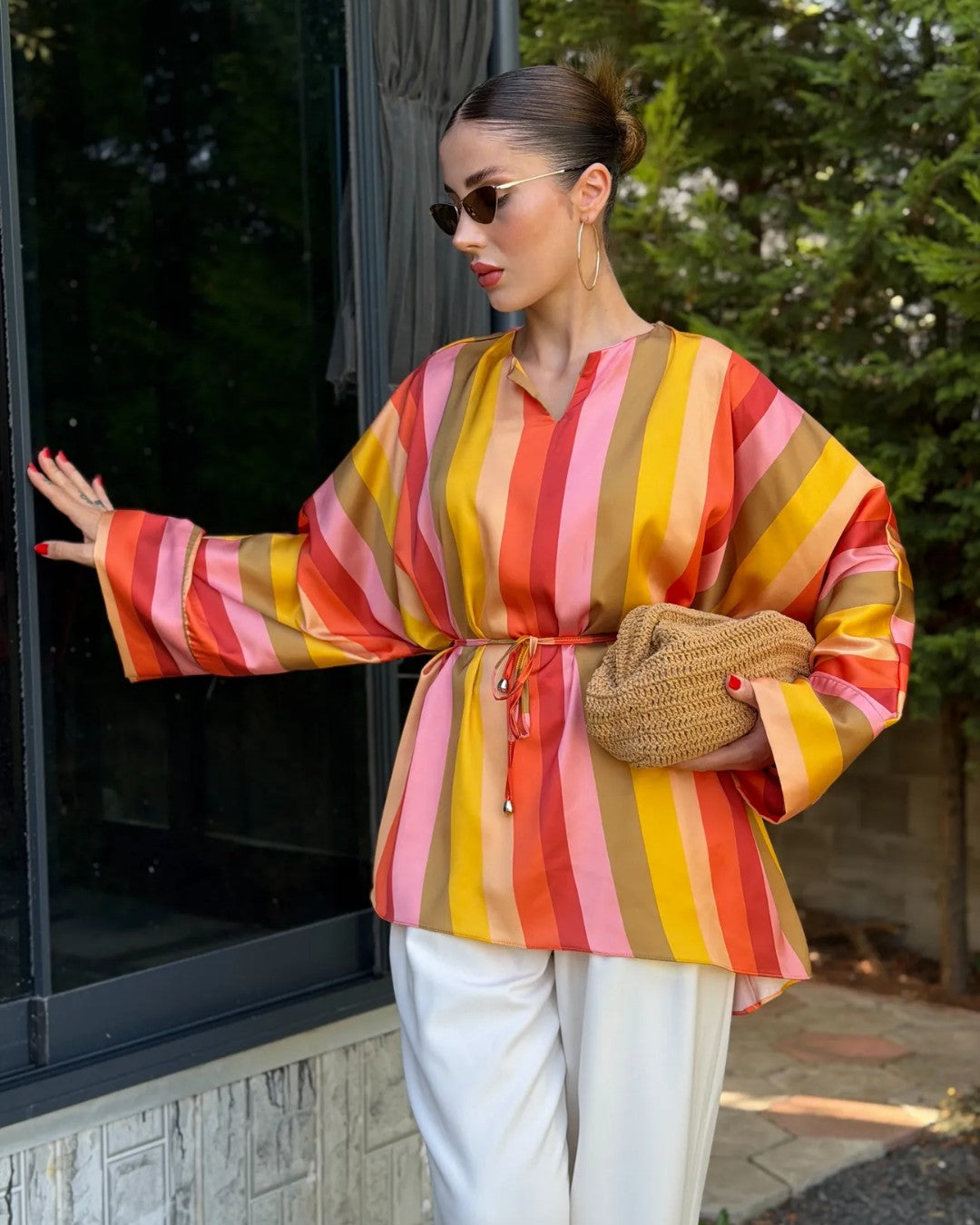 Sunset Summer Striped Shirt + Belt