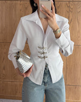 Tailored Shirt with Front Clasp Detail