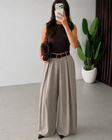 Tailored Wide-Leg Pants + Belt
