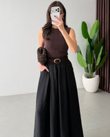 Tailored Wide-Leg Pants + Belt