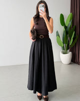Tailored Wide-Leg Pants + Belt