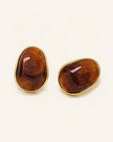 Tavira Amber Pebble Studs